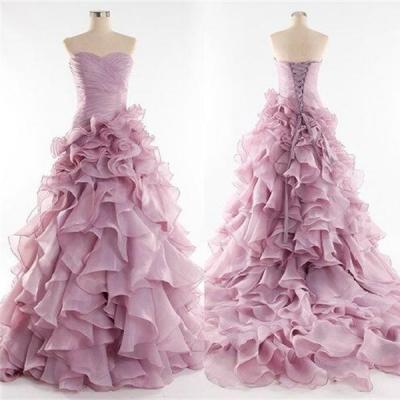 Custom Made Sweetheart Neckline Ruffled Tulle Long Evening Dress, Wedding Dress, Prom Dress, Cocktail Dresses