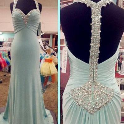 New Arrival Sexy Prom Dress, Sleeveless Spandex Prom Dress ,Halter Evening Gowns with Beaded