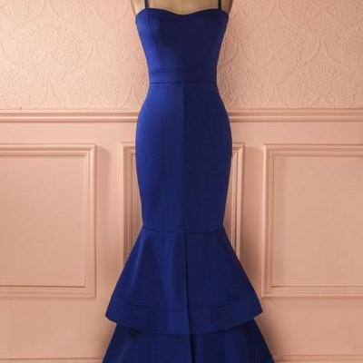 Spaghetti Prom Dress,Royal Blue Prom Dress,Mermaid Prom Dress,Fashion Prom Dress,Sexy Party Dress