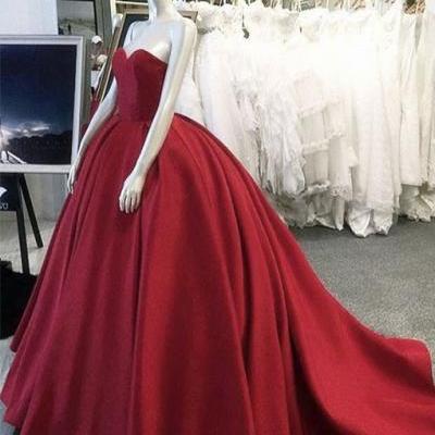 Red Sweetheart Floor Length Ball Gown, Prom Gown, Formal Gown