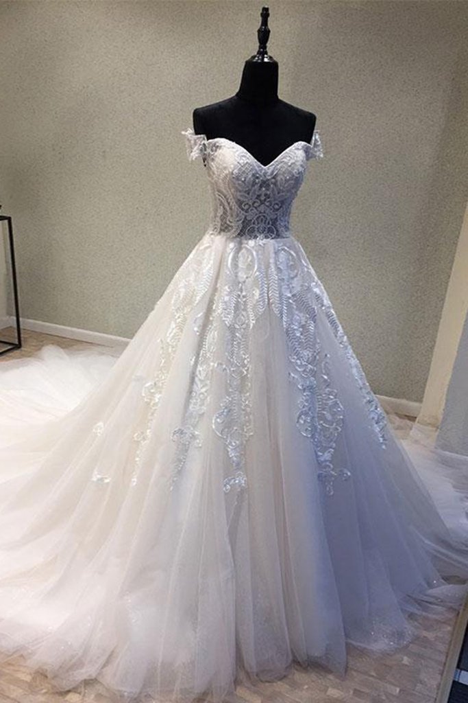 sweetheart off the shoulder wedding dress