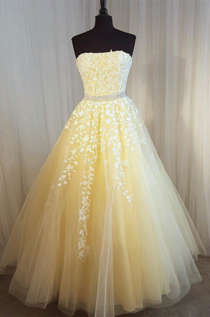 light yellow evening gown