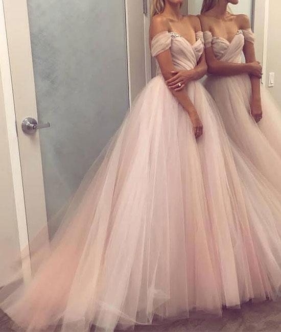 Simple Sweetheart Tulle Champagne Long Prom Dress Evening On Simple Sweetheart Tulle Champagne Long Prom Dress Evening