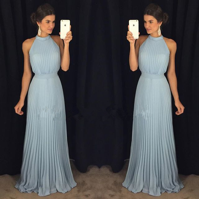 high neck halter evening gown