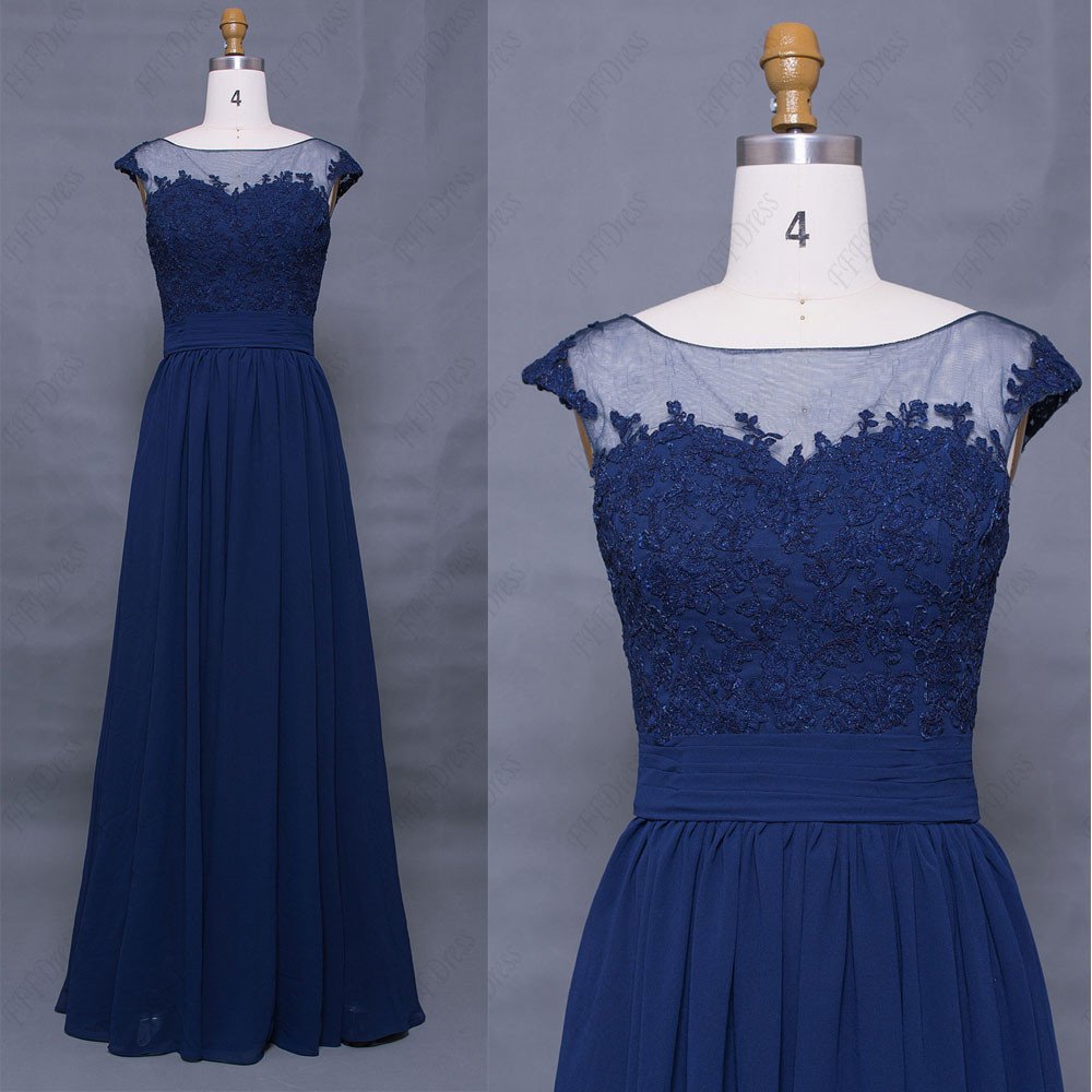 navy blue cap sleeve dress