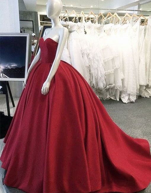 red sweetheart ball gown