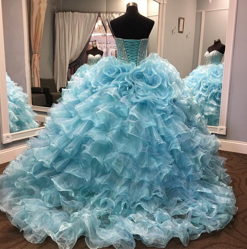 Crystal Beaded Sweetheart Organza Layered Quinceanera Dresses 2017 on ...