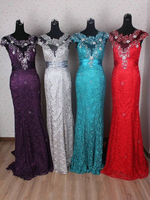 Mermaid Tulle Scoop Appliques Prom Dresses With Sweep Train Detachable LBQ0273