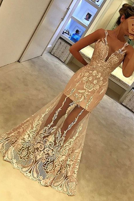 Mermaid V Neck Sleeveless Floor Length Retro Floral Print Formal Dresses main image 0