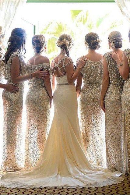 shimmer bridesmaid dress