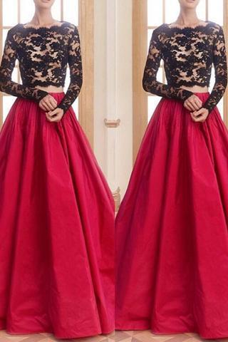 Two Pieces Evening Dresses Long Evening Wear Prom Dress Beaded Collar Sweep Train Vestido 