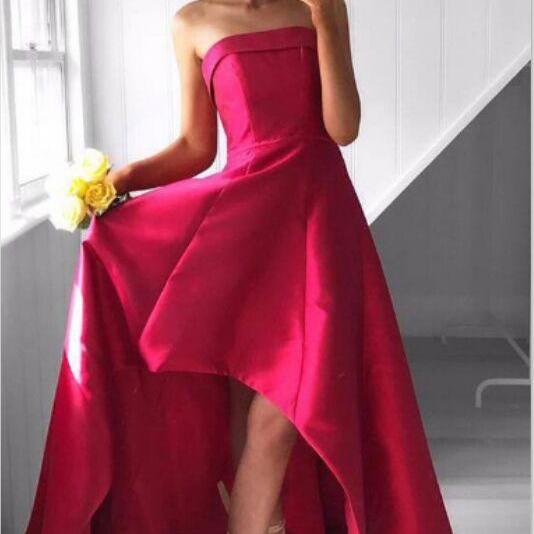 Strapless Long Prom Dresseshigh Low Prom Dressessatin Prom Dressessimple Prom Dresses On Luulla 