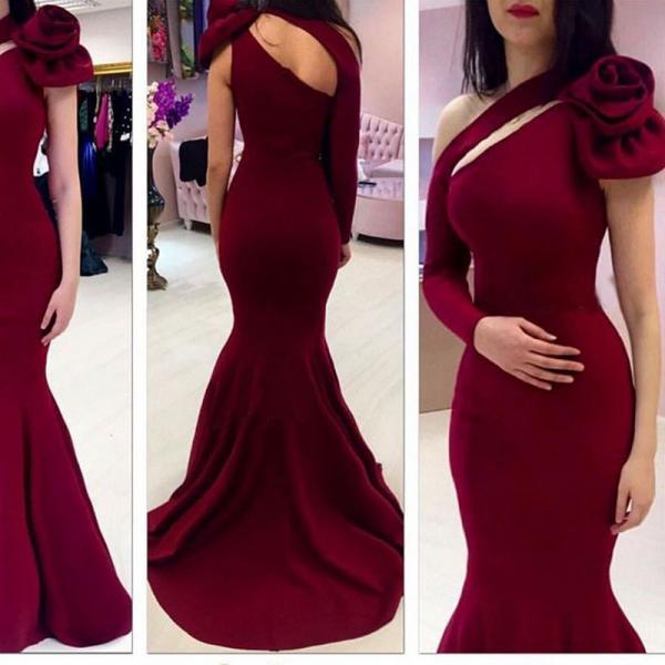 Burgundy Mermaid Prom Party Dress Sexy Evening Dress Birthday Outfit main image 1