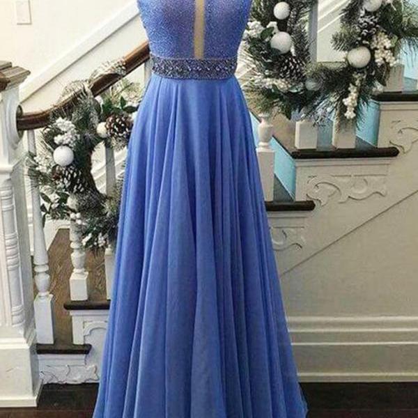 Half Sleeve IllusionTea-length Chiffon Dress Sky Blue