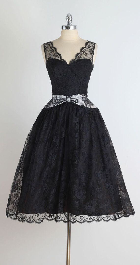 A-Line V-Neck Black Lace Short Homecoming Dress With Bowknot on Luulla