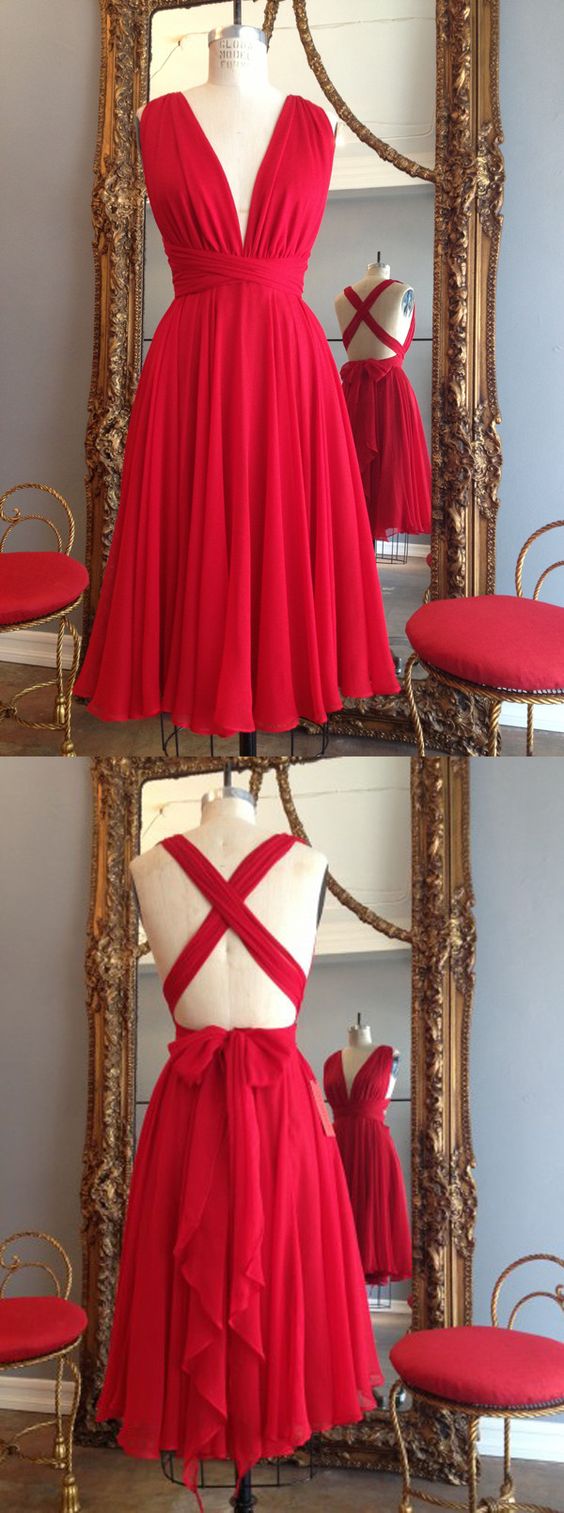Red Homecoming Dresses, Criss Cross Homecoming Dresses,Princess ...