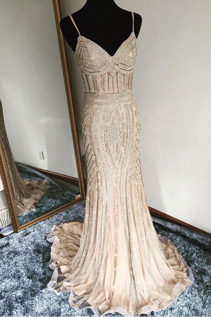 Unique Champagne Mermaid Long Prom Dress, Evening Dress on Luulla