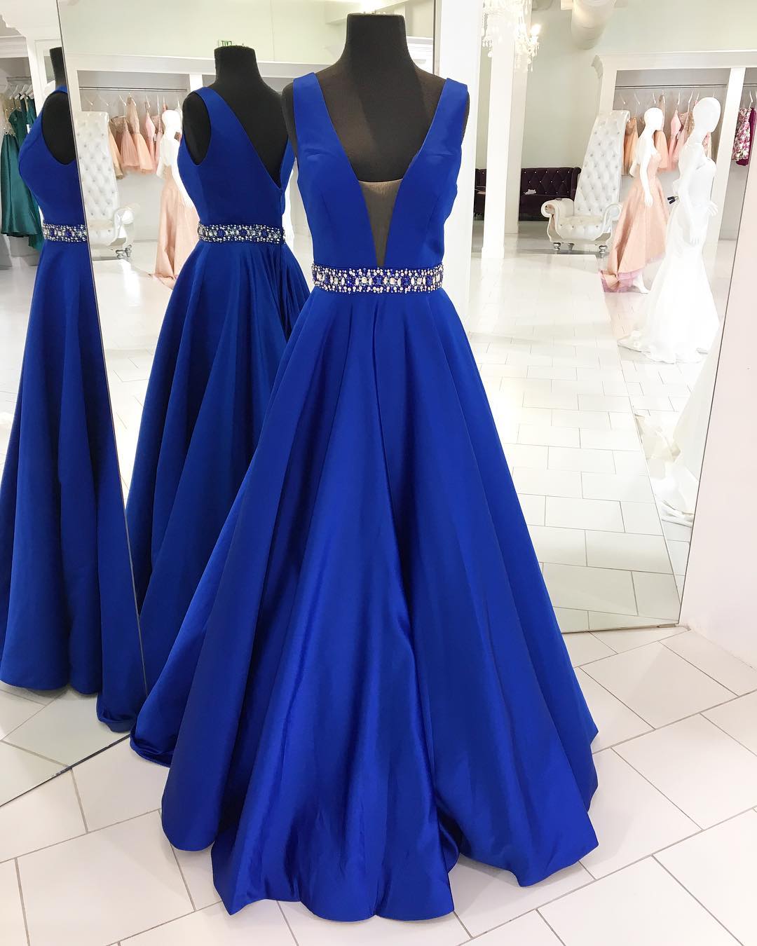 Elegant A-line Royal Blue Long Prom Dress Evening Dress on Luulla