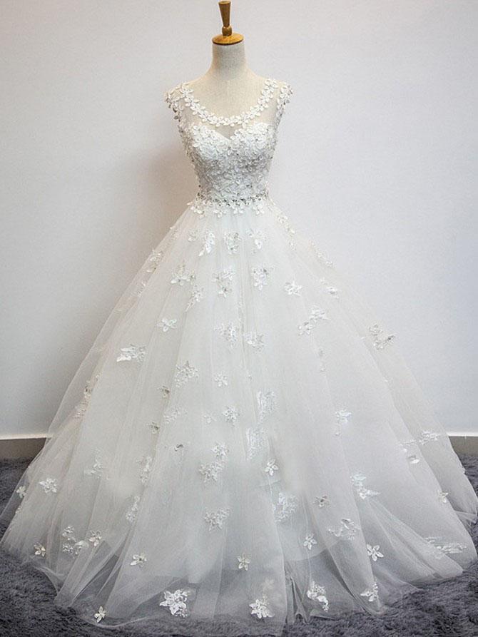 A Line Prom Dress, White Evening Dress    fg2595