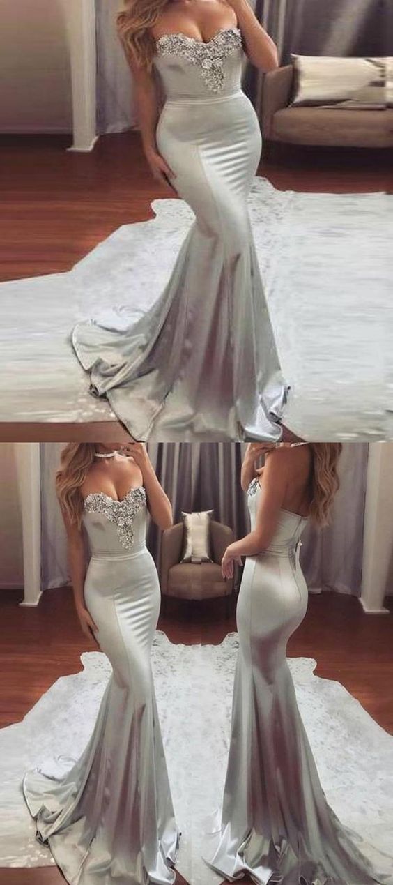 Sexy Mermaid Sweetheart Elastic Satin Floor Length Prom Dresses on Luulla