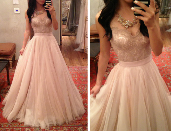 Cute Fuchsia Sweetheart A-Line Tulle Long Prom Dresses VK24032603 main image 1