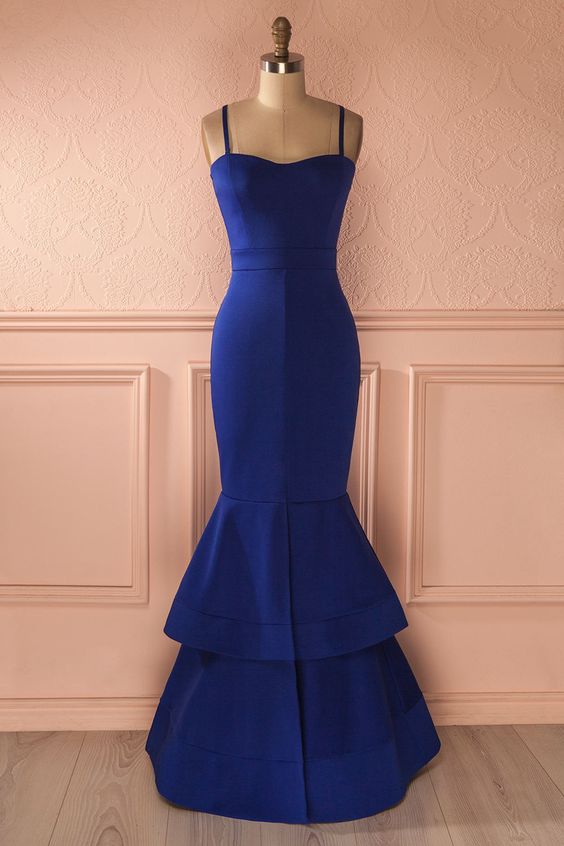 Spaghetti Prom Dress,Royal Blue Prom Dress,Mermaid Prom Dress,Fashion