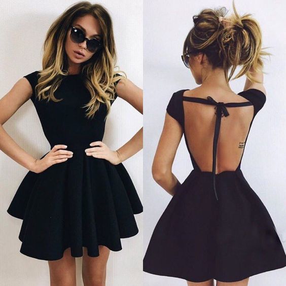 Black Mini Homecoming Dress,A Line Backless Cocktail Dress,Short Party ...