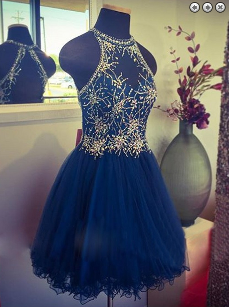 navy blue beaded gown